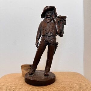 Signed Vintage Old West Cowboy Statue by J Largo 13.5"